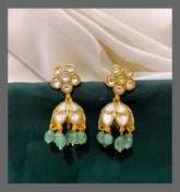 Jadau white stone Jhumki with Screwback - KE0066